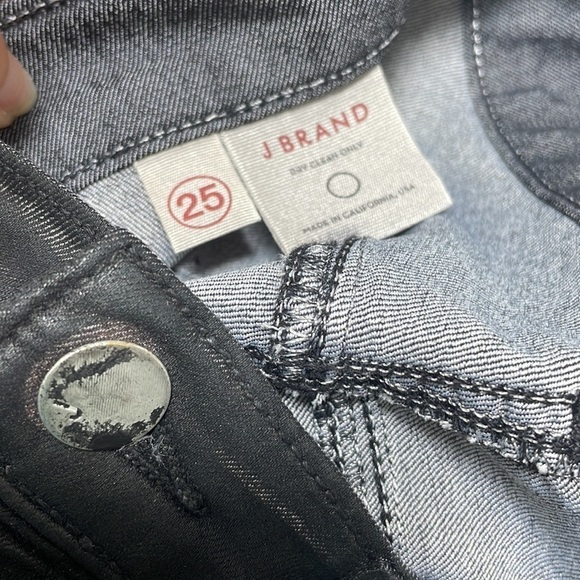 J Brand Jeans Jeggings Leggings Black Sheen Skinny Leg Size 25 - Picture 10 of 10